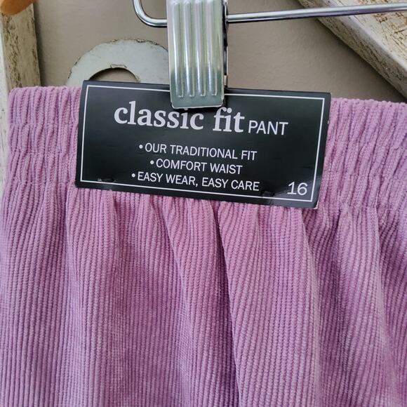 Alfred Dunner Women's Pullon Elastic Waist Classic Fit Corduroy Pants Raspberry - Picture 7 of 9